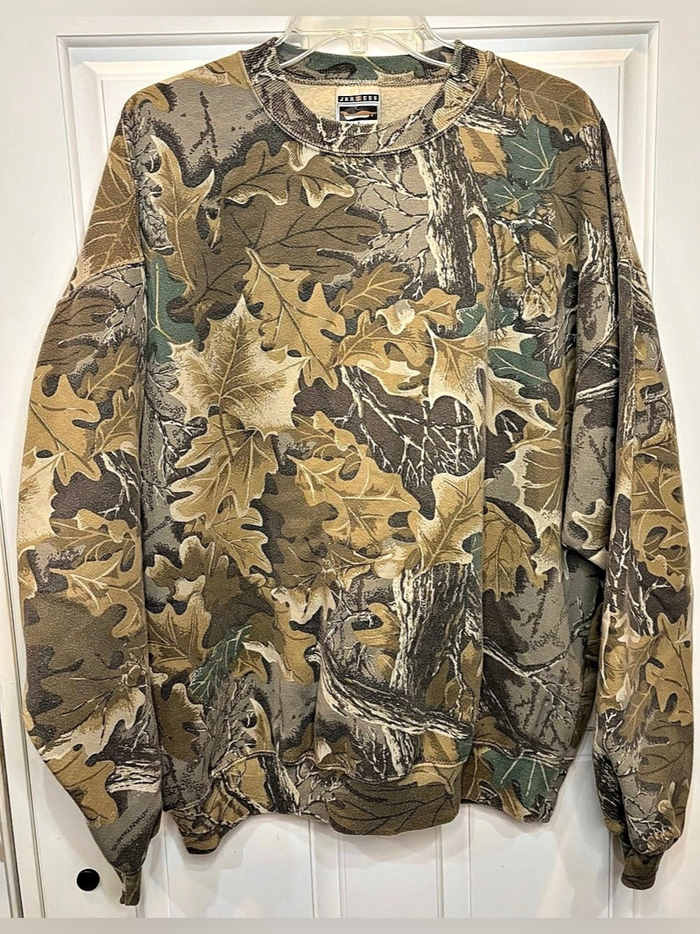 Vintage Jerzees Outdoors Camo Fleece Sweatshirt Brown & Green 2X